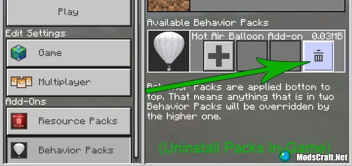 Мод DeletePack Unlocker 1.0