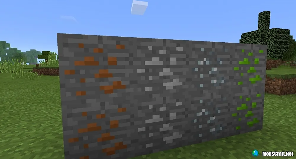 Новые виды руды (медь, олово, свинец, уран), добавленные модом IndustrialCraft