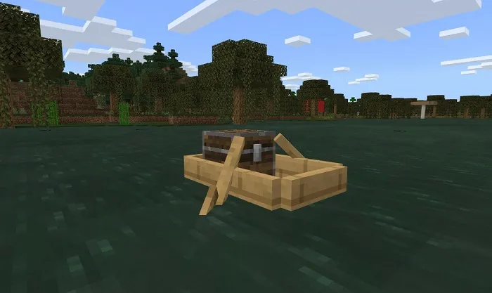 Лодка с сундуком в Майнкрафте