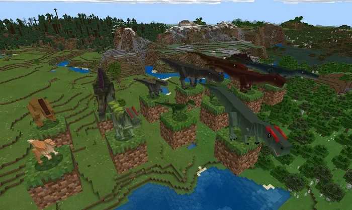 Списка динозавров из мода для Майнкрафт ПЕ