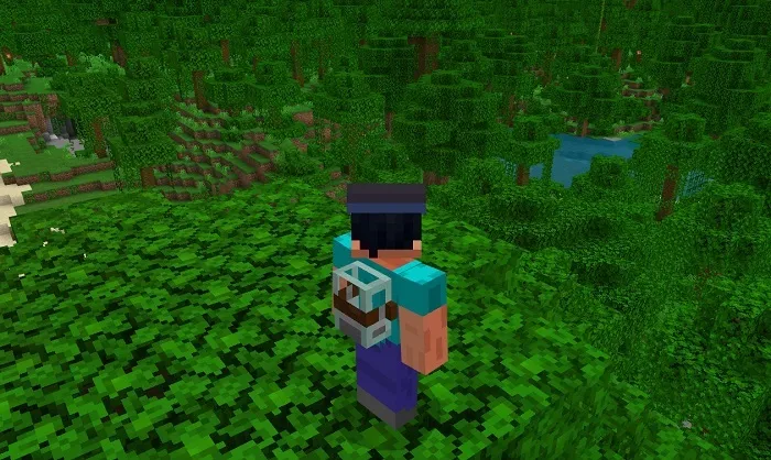 Маленький рюкзак на спине