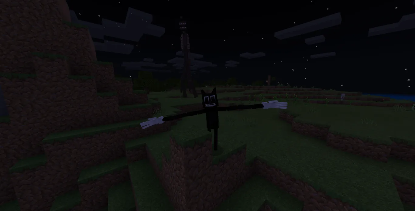 Мультяшный кот с длинными руками