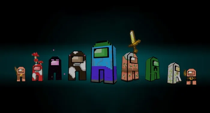 Мод: Among Us: Мобы в костюмах