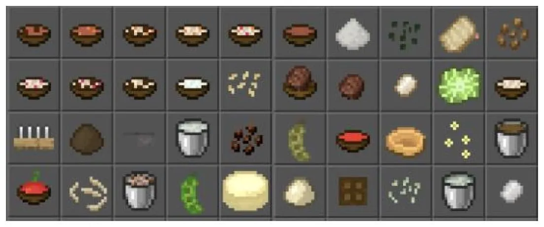 Список еды с модом