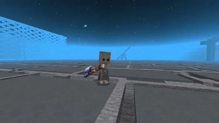 Моно подбирает оружие в Майнкрафт