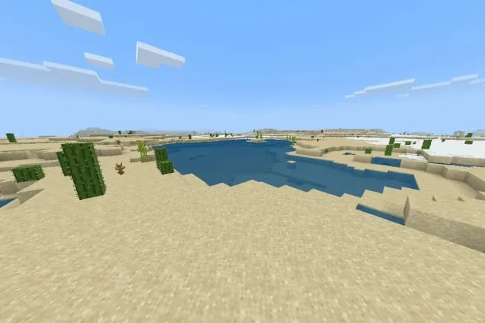 Озеро в пустыне Майнкрафт