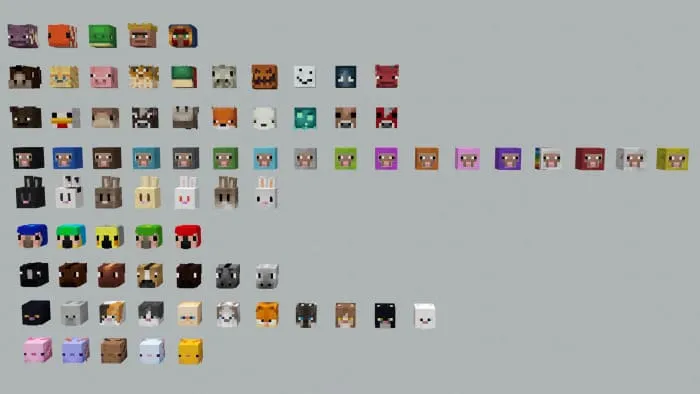 Головы пассивных мобов Майнкрафт