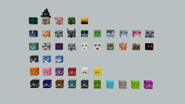 Головы враждебных монстров Майнкрафт