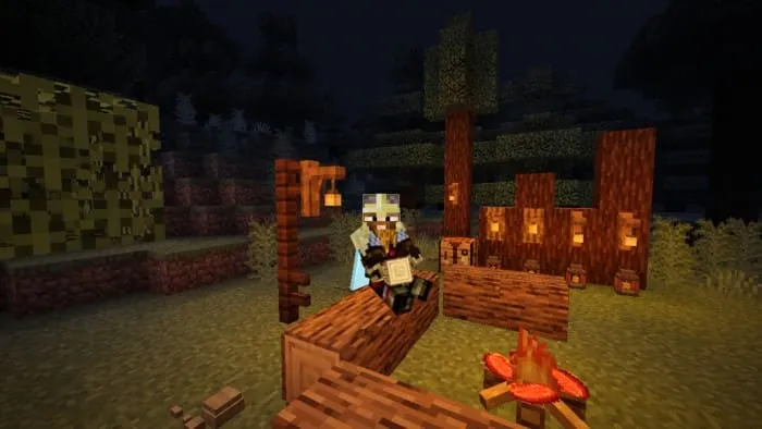 Игрок сидит на бревне