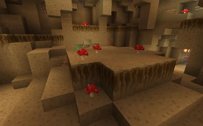 Блоки внутри грибного храма