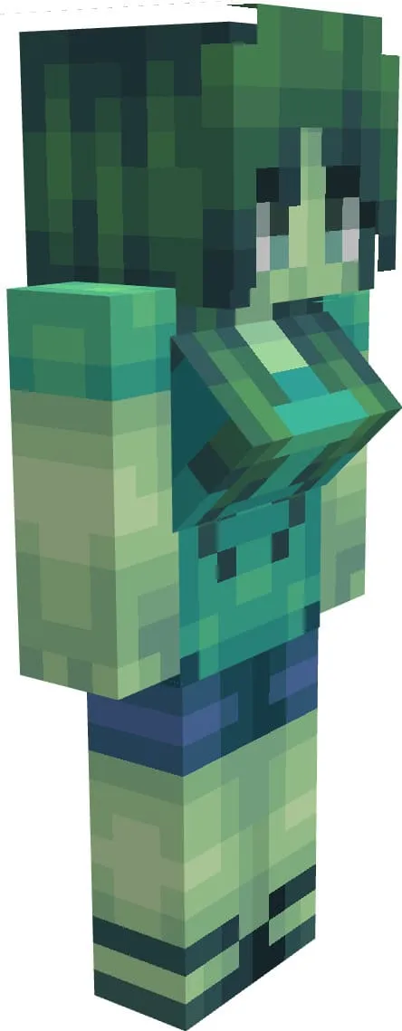 Девушка в виде зомби в Майнкрафт