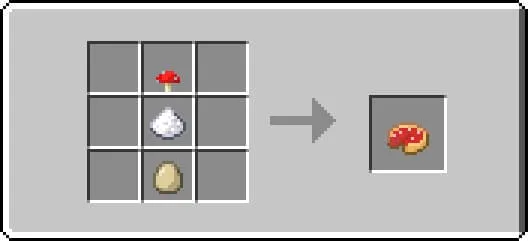 Крафт пирога с красным грибом в Майнкрафт