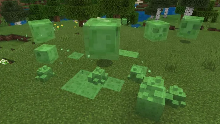 Скриншот новых слайм блоков в Майнкрафт