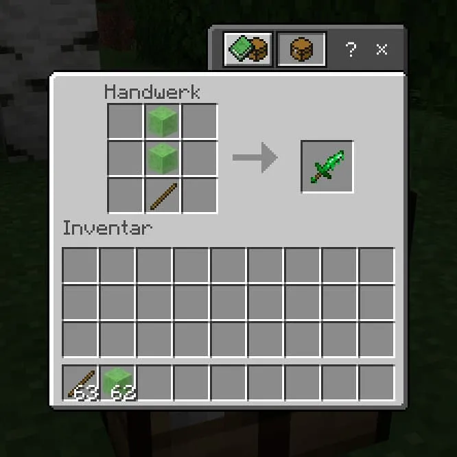 Меч из слизи в Майнкрафт