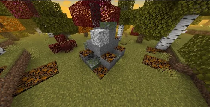 Каменистая структура с листвой