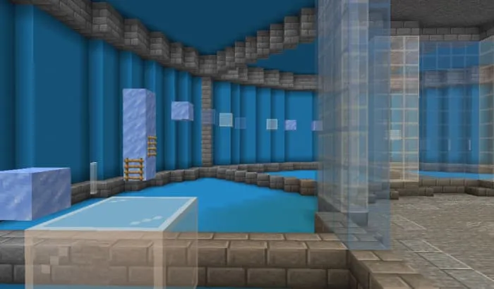 Паркур уровень с голубыми блоками