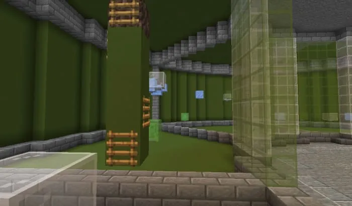 Паркур уровень с зелеными блоками