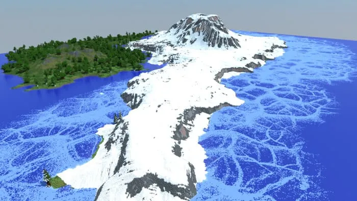 Вид на остров со снежными горами