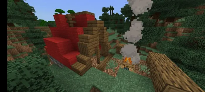 Структура лагеря с красной крышей