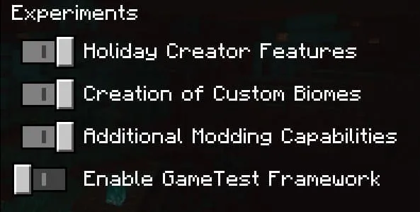 Включение функций экспериментов для работы мода