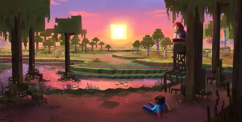 Закат в мангровых болотах