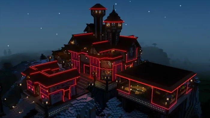 Неоновый замок в Майнкрафт