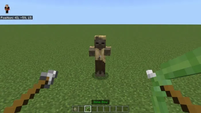 Игрок навелся луком на моба