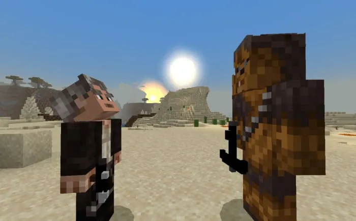 Хан Соло и Чубакка смотрят на себя