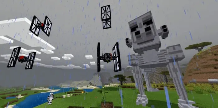 Машина AT-ST и истребители