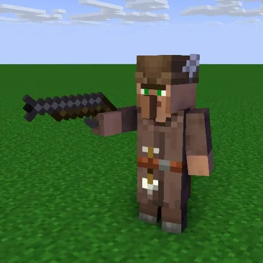 Житель держит в руке мушкет