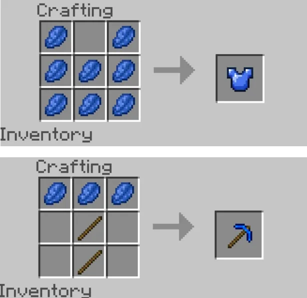 Крафт лазуритового нагрудника и топора