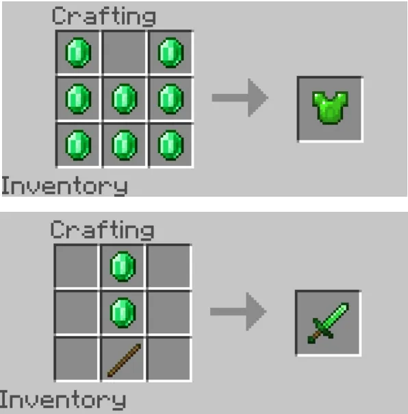 Крафт изумрудного нагрудника и топора