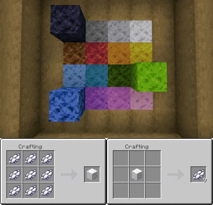 Блоки из различных красителей