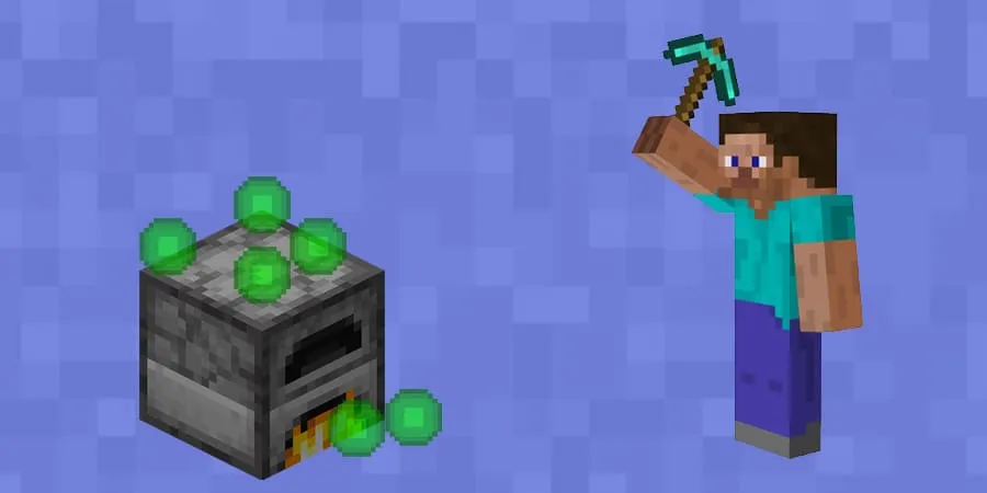 Печка с опытом и игрок с киркой