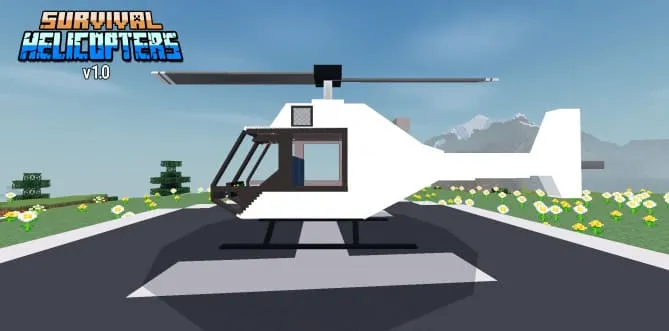 Вид белого вертолета