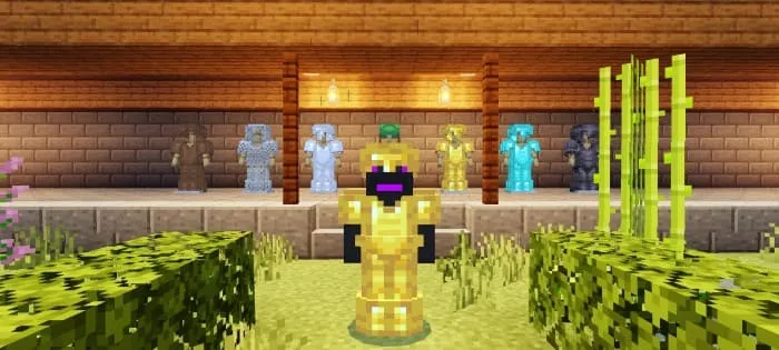 Вид объемной золотой брони