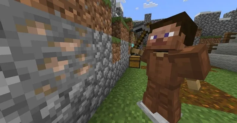 Стив на стойке и руда