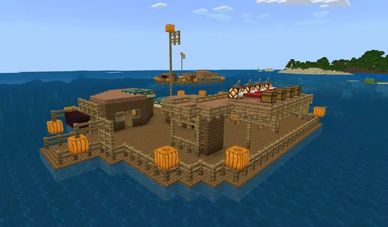 Base made of wood on water