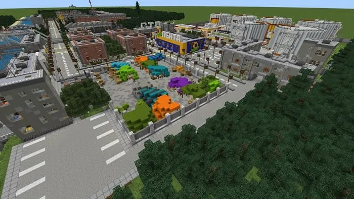 Лес и кирпичные дома