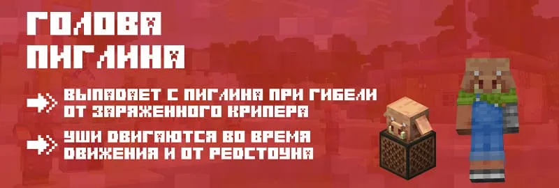 Описание Головы Пиглина в Майнкрафт