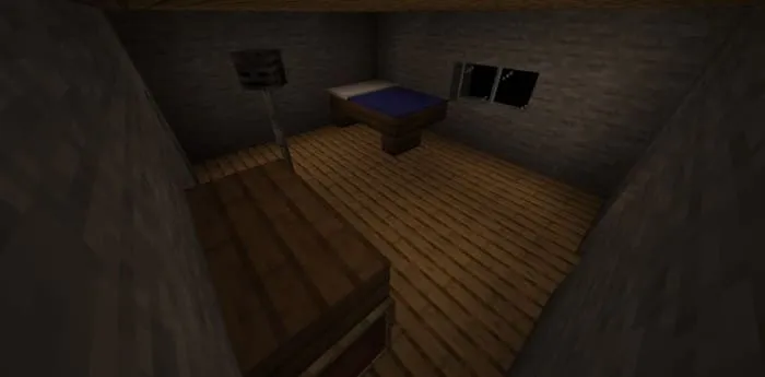 Комната с синей кроватью