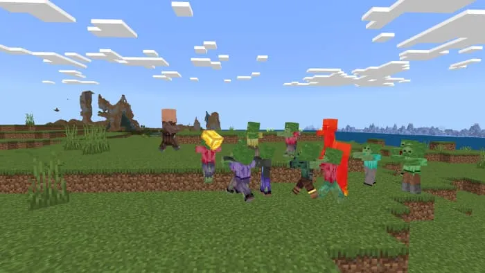 Зомби бегут за игроком