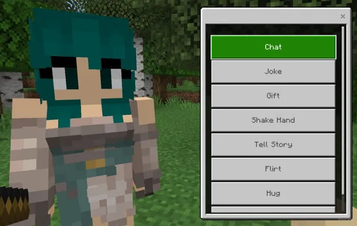 Меню выбора действий