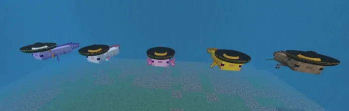 Аксолотли со шляпами