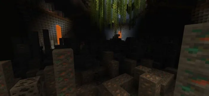 Темный участок пещеры