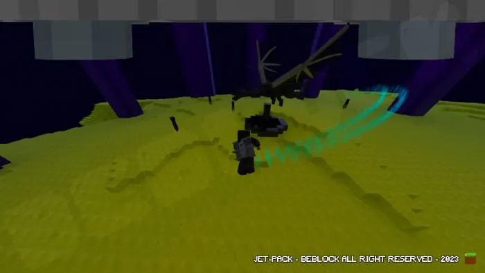 Игрок сражается с драконом края