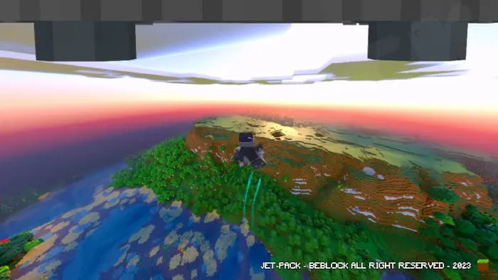 Игрок летит с помощью джетпака