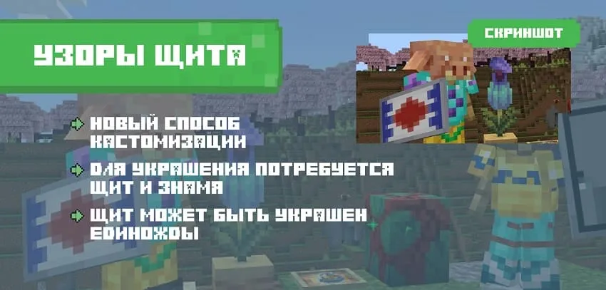 Узоры на Щите в Майнкрафт