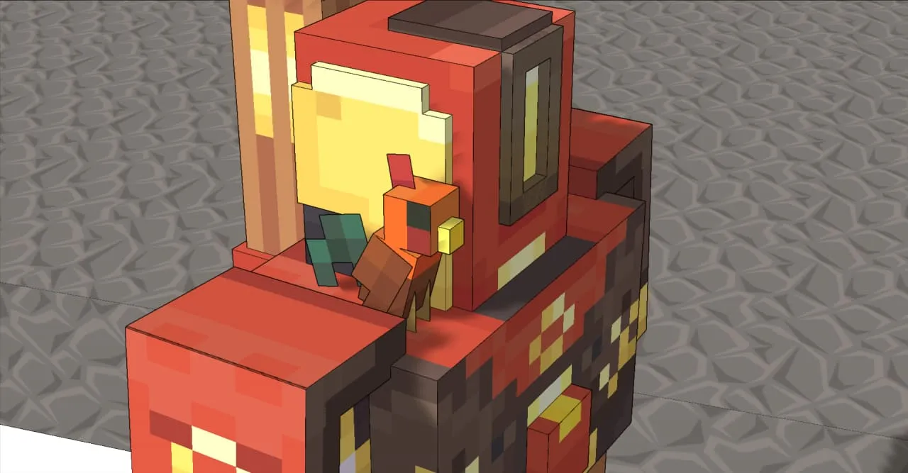 Красный бастион с попугаем