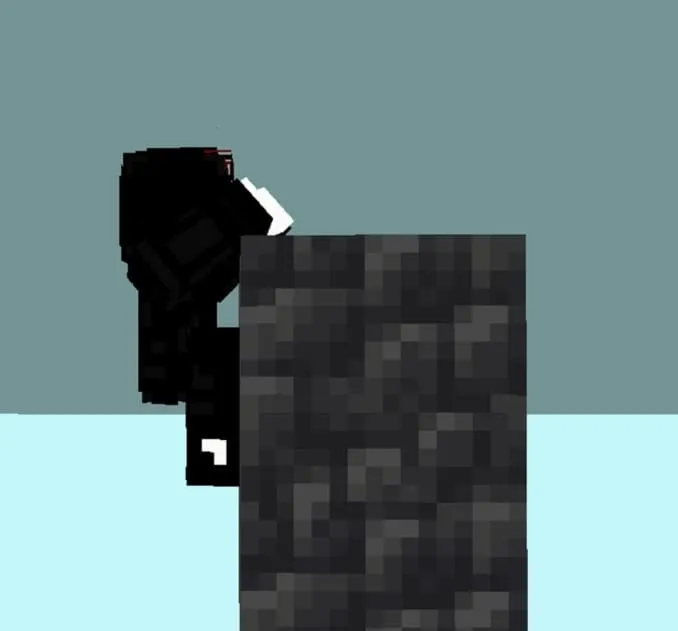 Игрок забирается на блок